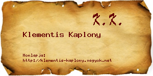 Klementis Kaplony névjegykártya